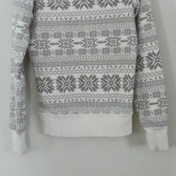 EDC by Esprit Fair Isle Y2K Cowl Neck Hoodie Sweatshirt Gray White M - Picture 9 of 13